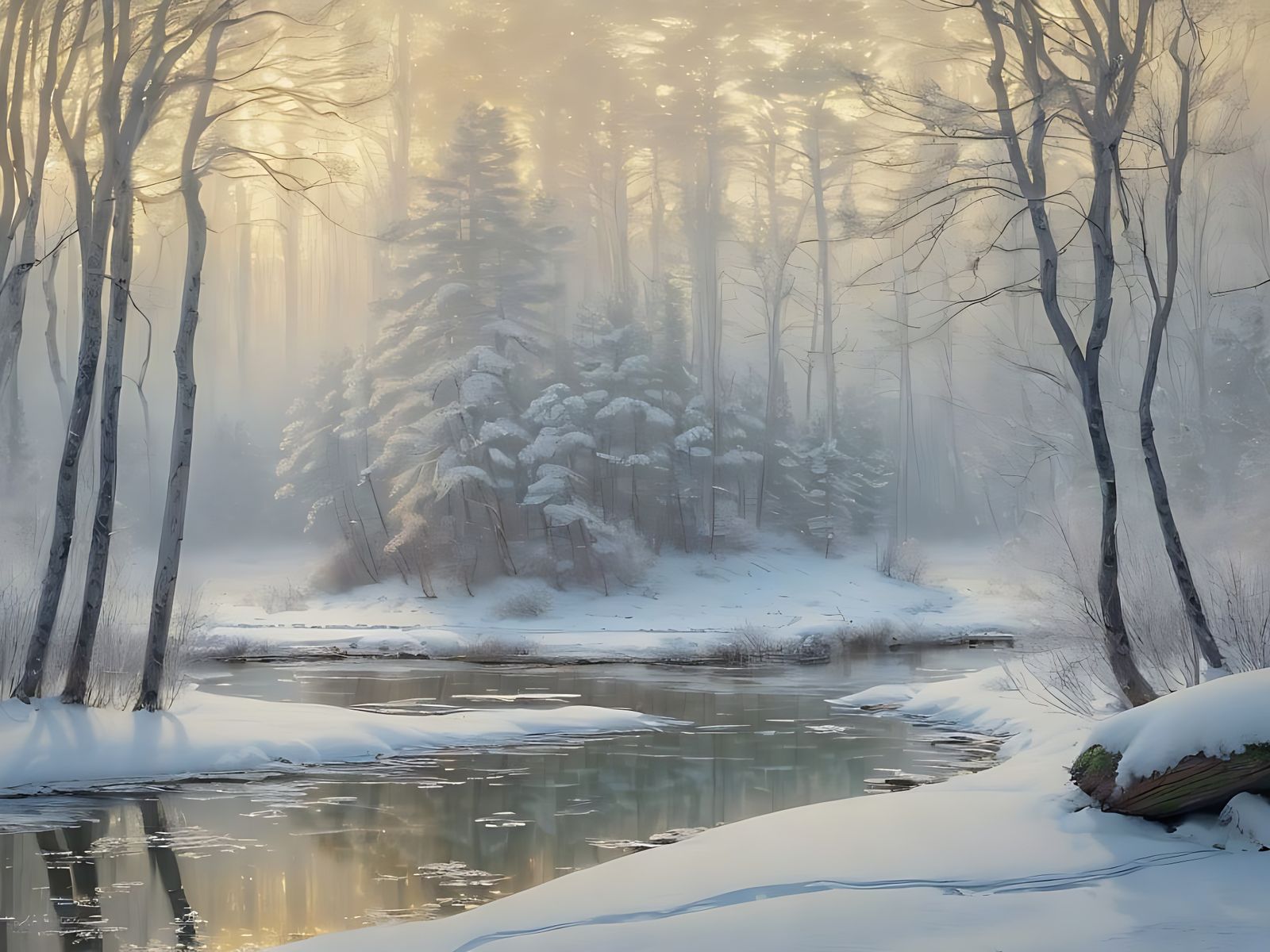 Serene Winter Cabin in Soft Focus