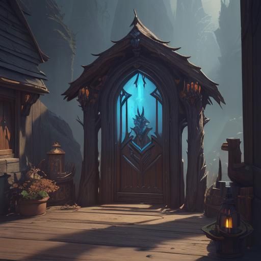 Fantastical Log In Door in Detailed Matte Painting
