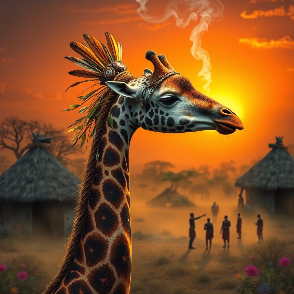 Ancient African Shaman in Cyberpunk Style