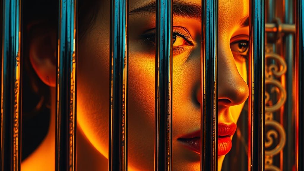 Mystical Woman in Symbolic Prison, Surreal Art