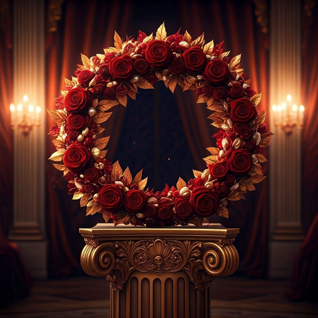 Luxurious Floral Wreath in Golden Opulence