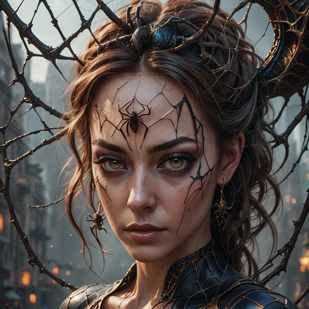 Spider and Woman: Detailed Fantasy Art