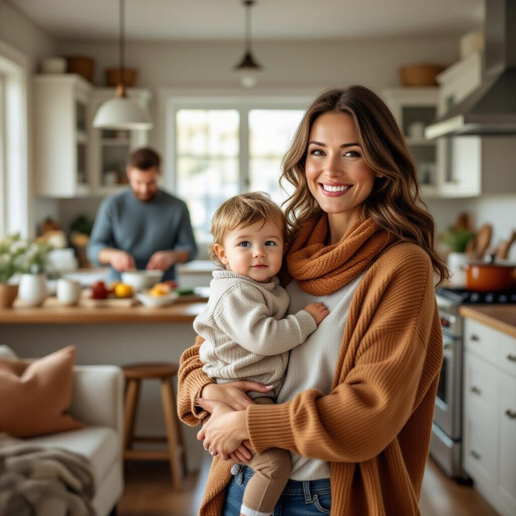Warm Family Scene in Photorealistic Style