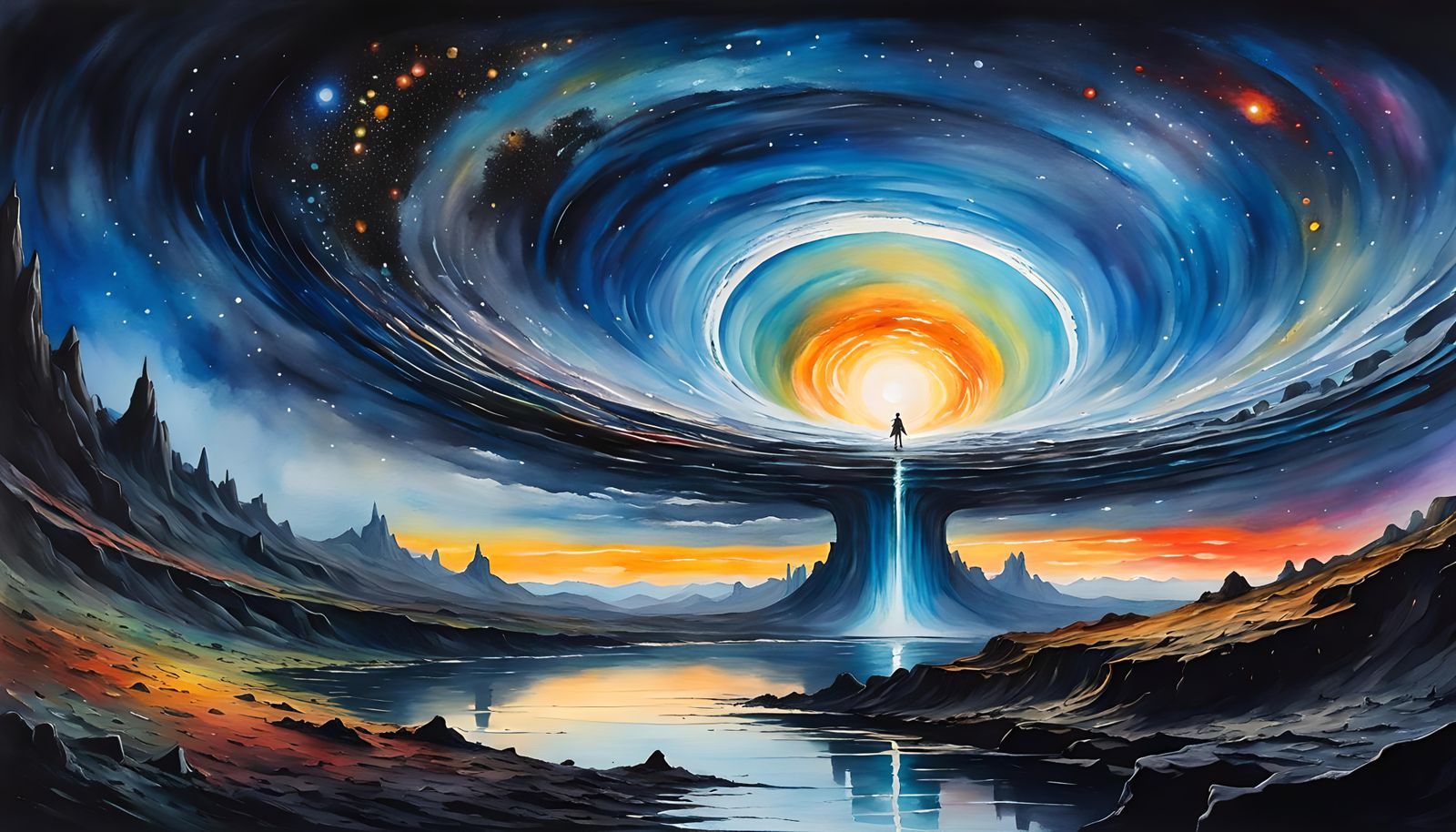 Cosmic Black Hole in Candy Art Watercolour