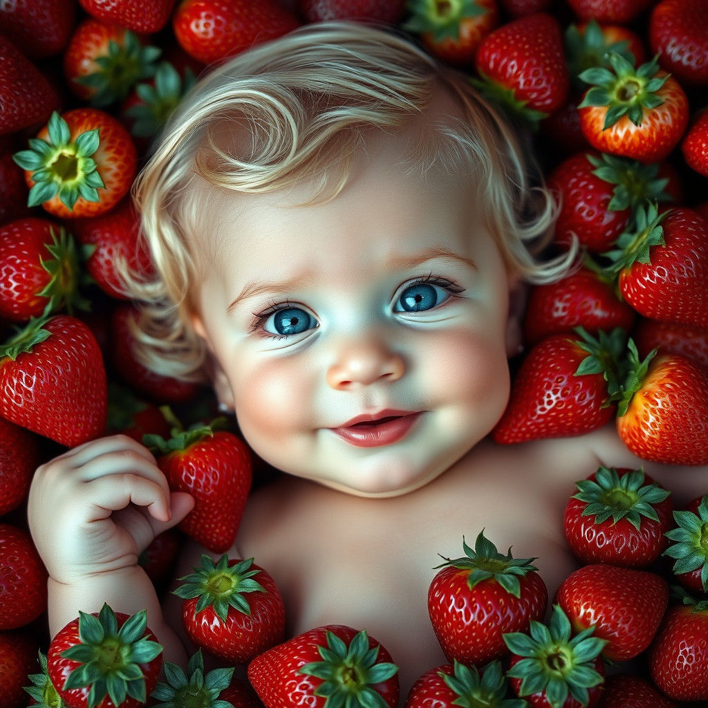 Newborn Baby in Strawberries: A Captivating Portrait