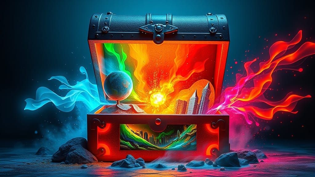 Glowing Treasure Chest of Miniature Worlds