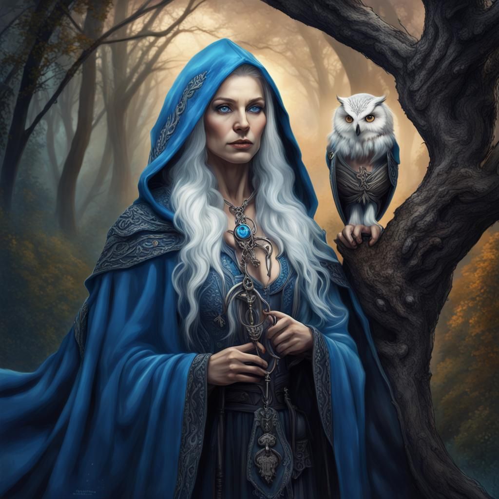 Crone Goddess with Owl: Fantasy Concept Art