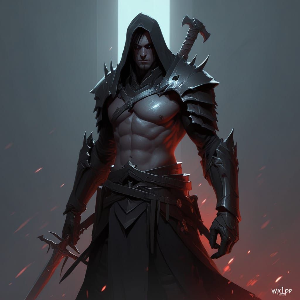 Grimdark Figure Illustration in WLOP Style