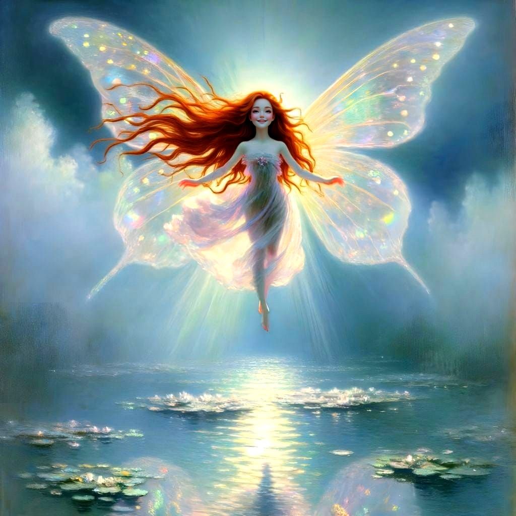 Radiant Fairy Dancing on Moonlight Beam