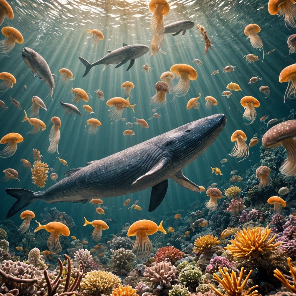 Glowing Sea Creatures in the Deep Ocean