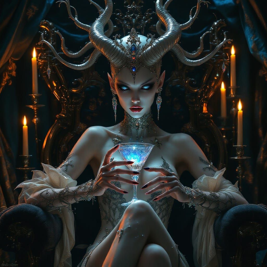 Ethereal God of Excess in Opulent Throne Room