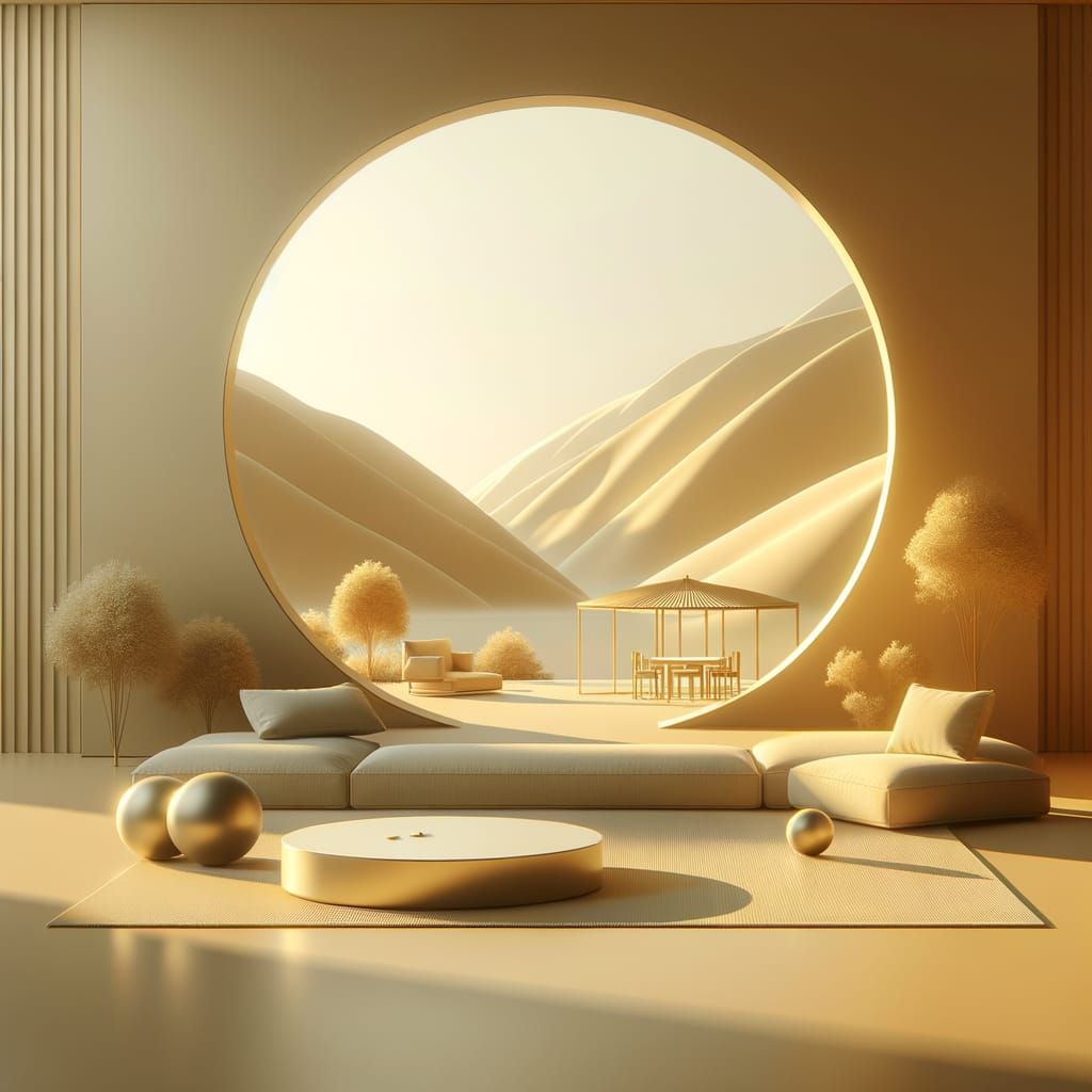 Serene Golden Minimalism with Clean Lines