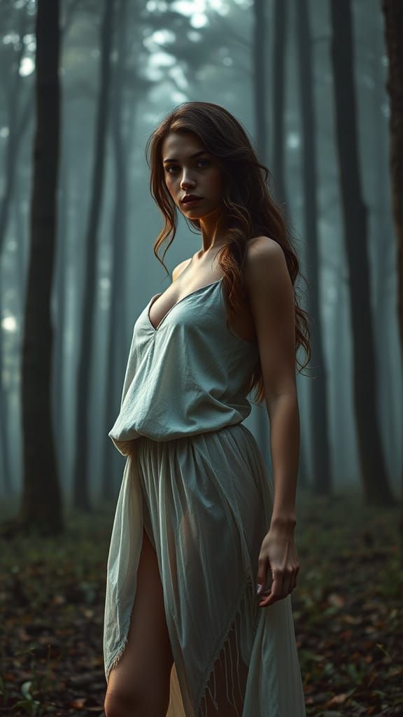 Misty Forest Woman: Provocative Naturalism in Digital Art