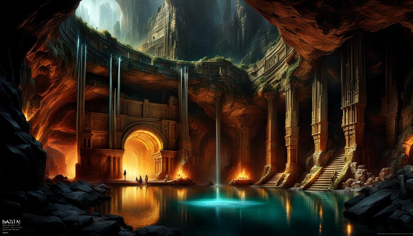 ancient city ruins in underground cave