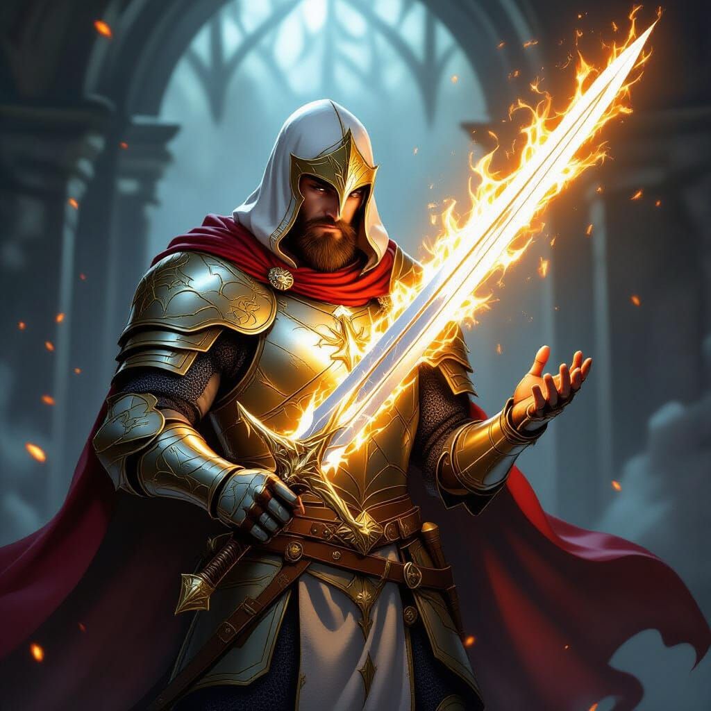 Holy Paladin Wields Radiant Sword of God