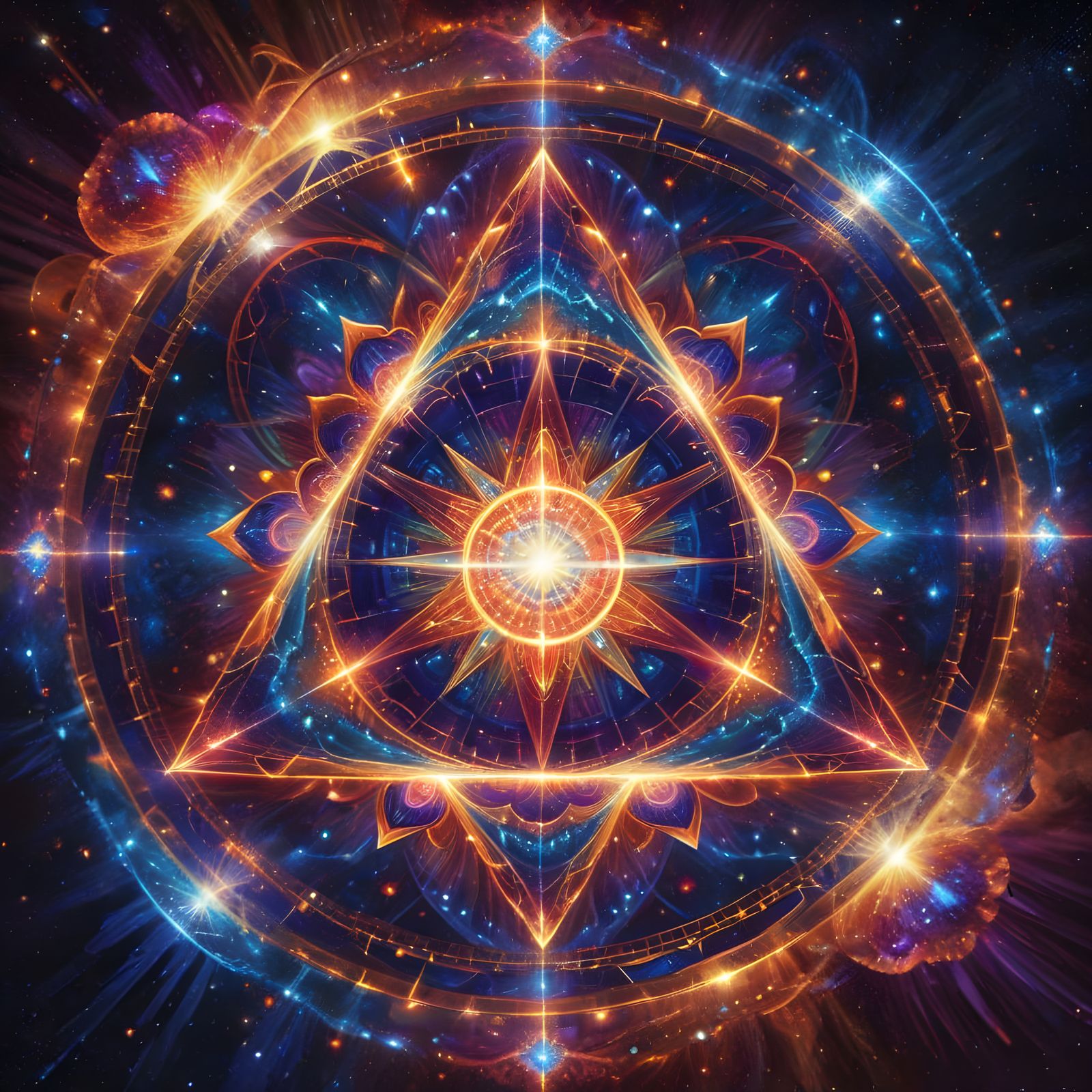 Vibrant Celestial Portal in Sacred Geometry