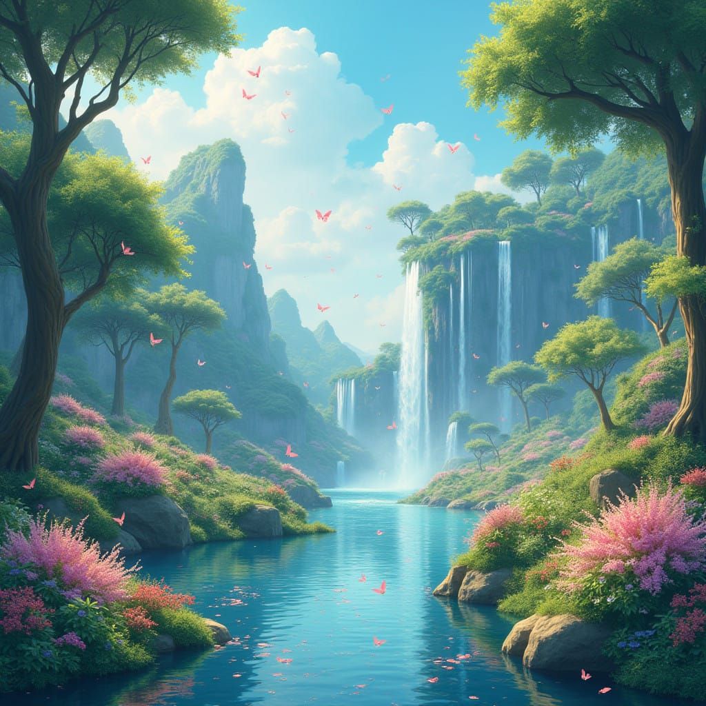 Dreamlike Anime Garden in Ethereal Lighting