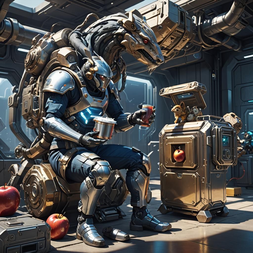 Sci-Fi Character Resting Beside Cargo Container