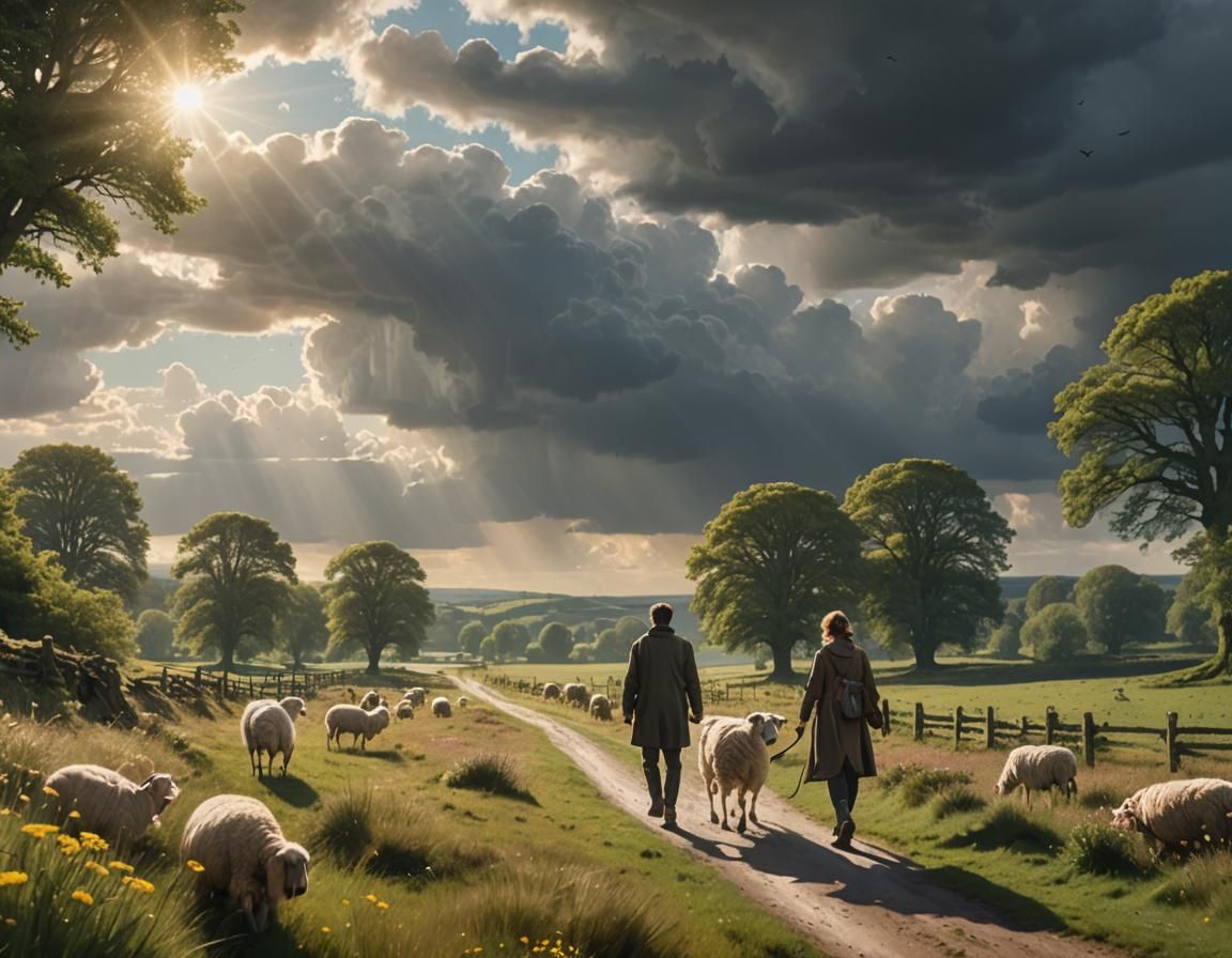 Idyllic English Countryside Scene in Digital Painting