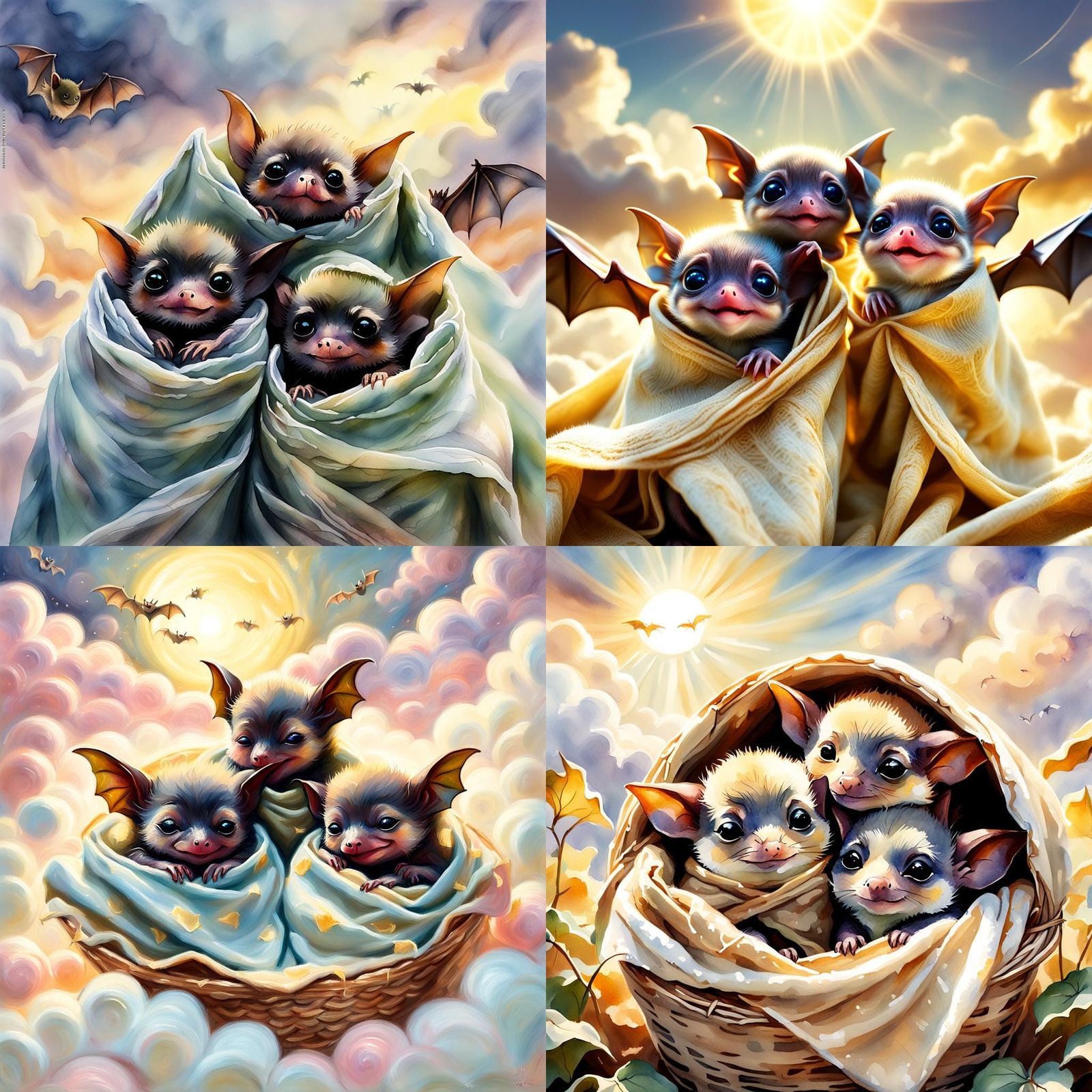 Baby Bats Snuggled in Tortilla Blankets
