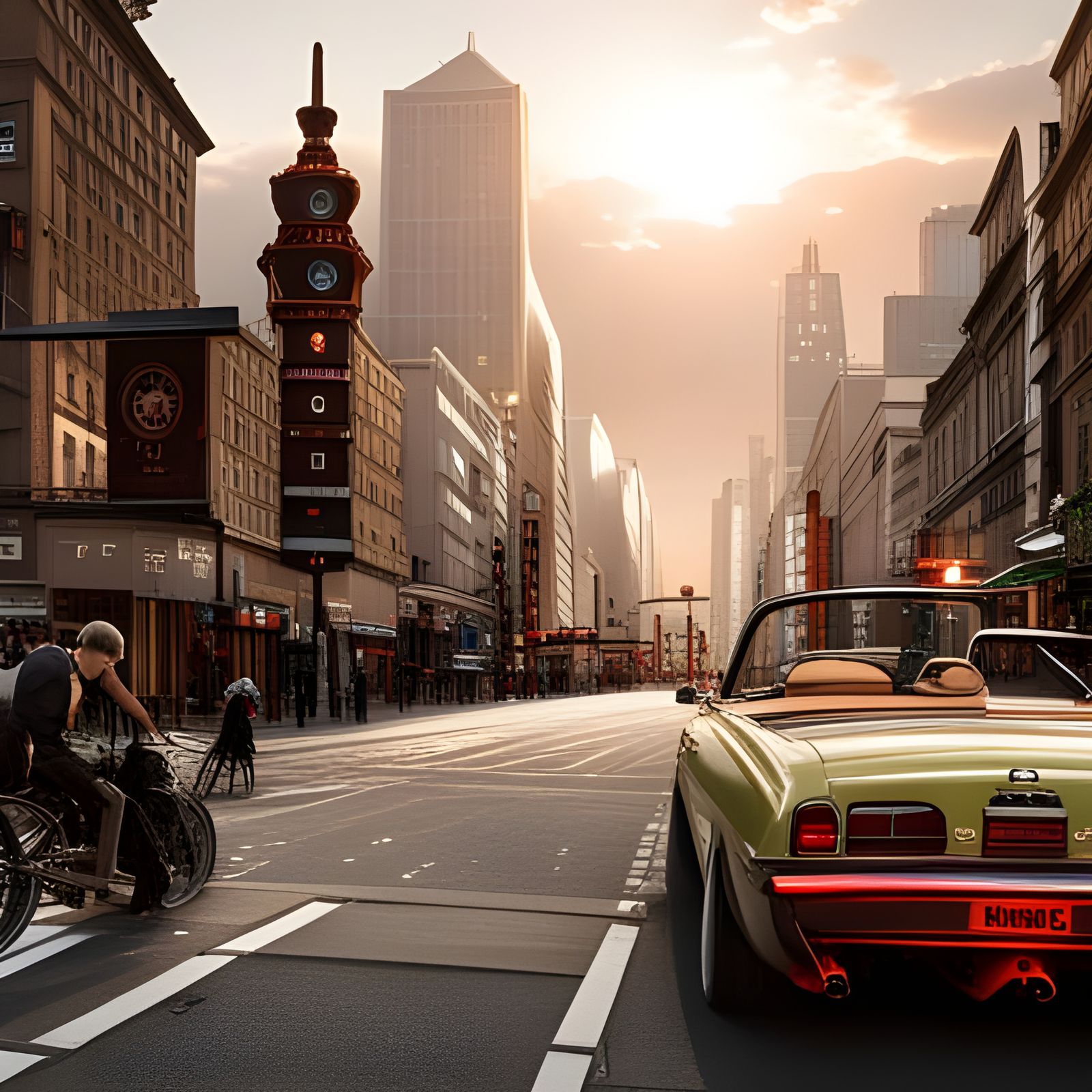 Motorcycle Police Chase in Cinematic Digital Painting