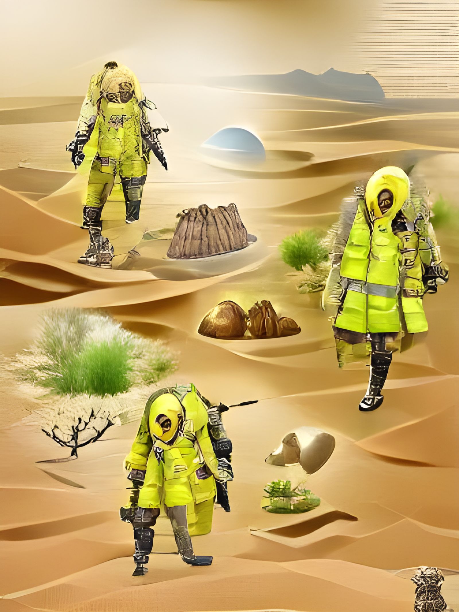 Post-Apocalyptic Radiation Suit in Desert Wasteland