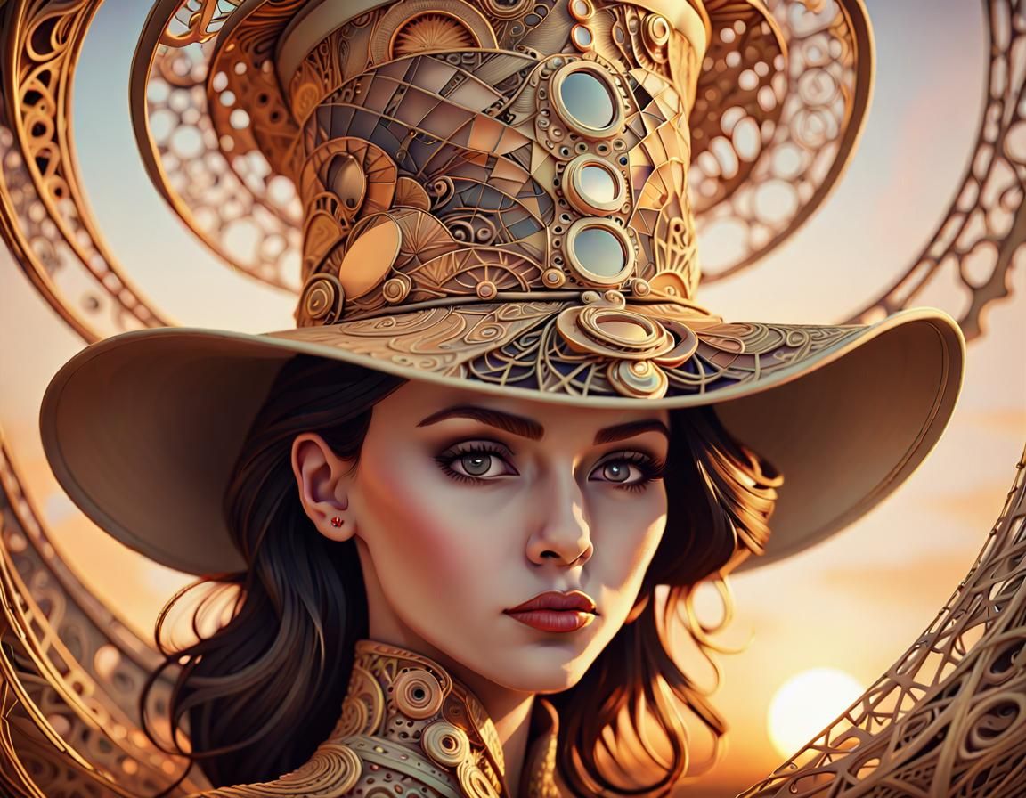 Golden Detailed Hat in Art Brut Style