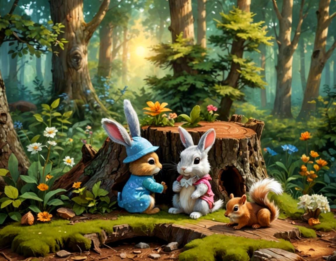 Bunny and Squirrel Generated by AI