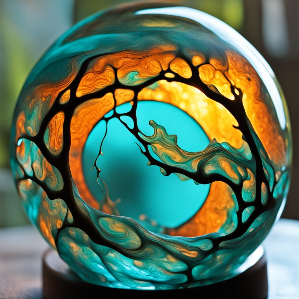 Liquid Lava Wriggling in a Glass Globe