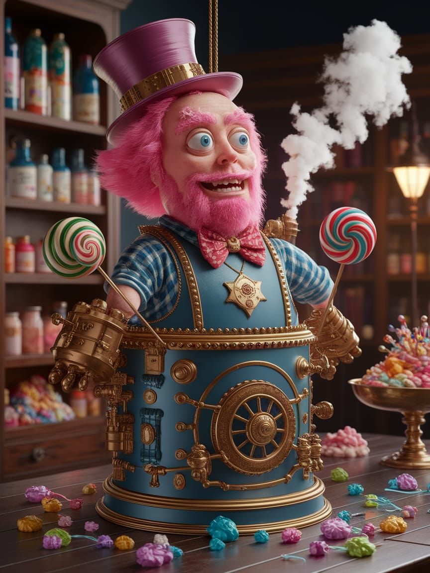 Weirdo on a String Operating Steampinkcore Living Seusscore Steampunk Candy-Making Machine