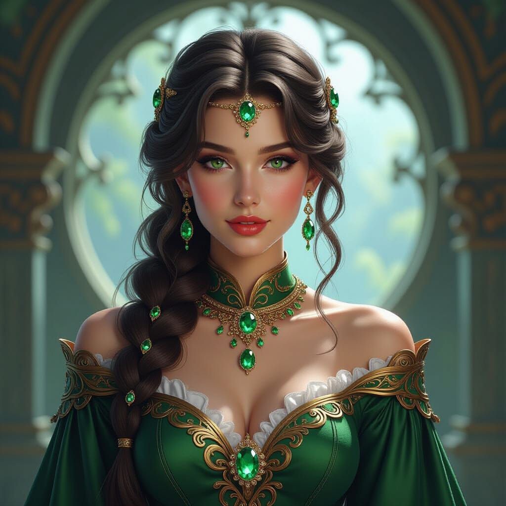Emerald Gem Person in Ornate Clothing