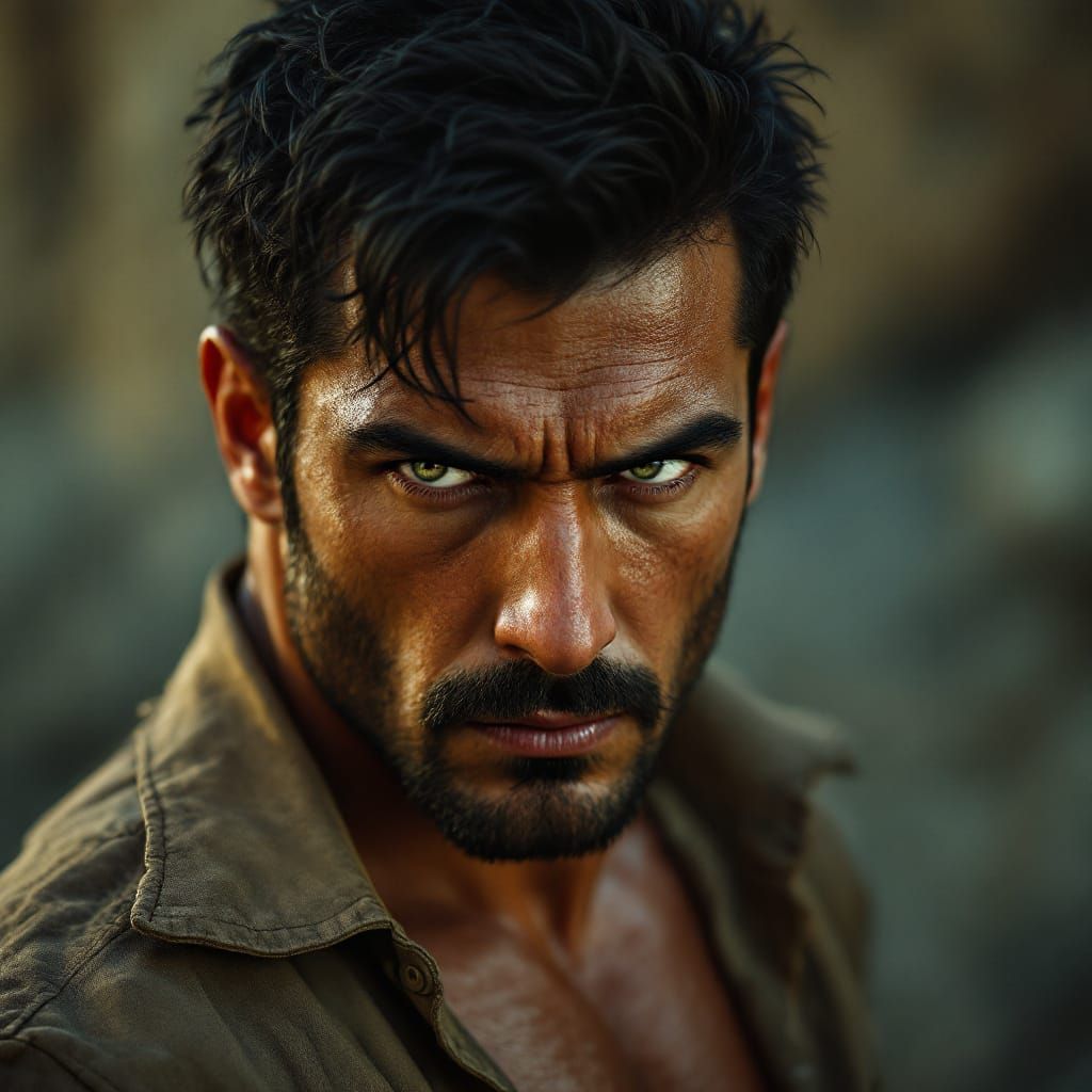 Italian Man in Cinematic Film Still