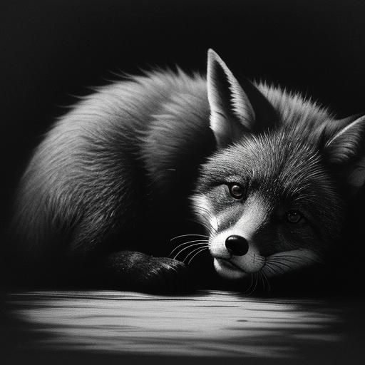 Fox Kit's Trauma: A Charcoal Drawing of Loss