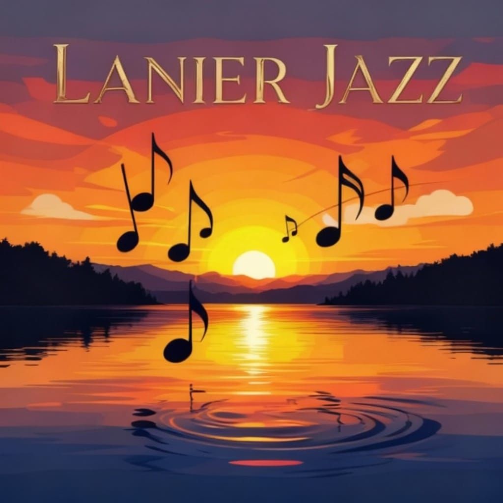 Lanier Jazz Big Band Poster with Sunset Over Lake Lanier