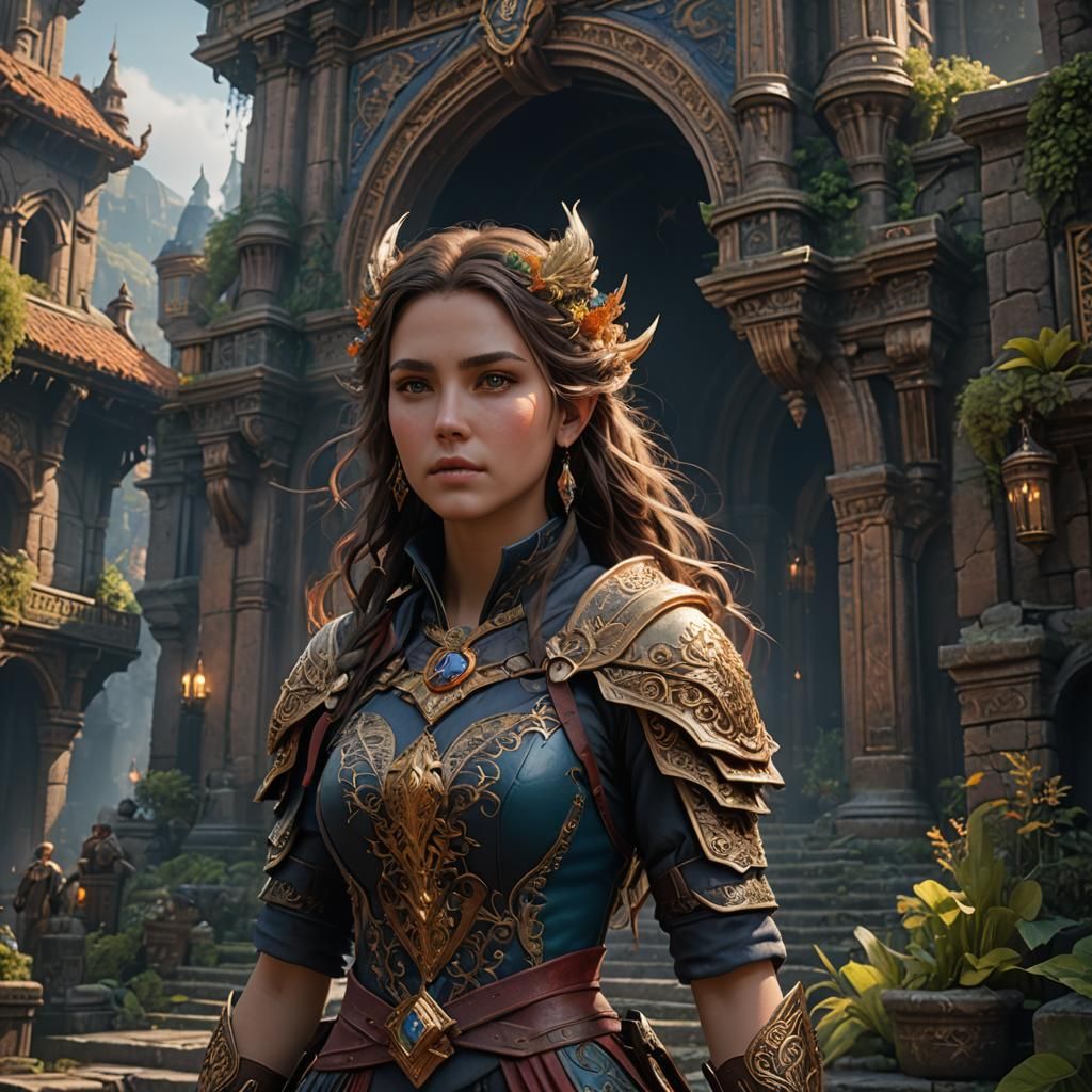 Fantastical Girl in Detailed Matte Painting