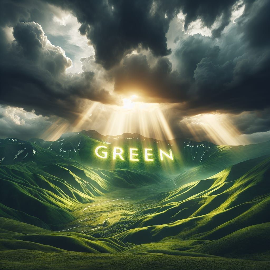 Lush Green Mountains Under Dramatic Sky