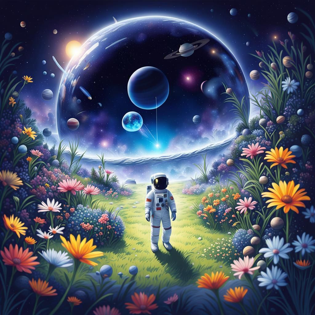 Miniature Natural World Inside a Space Helmet