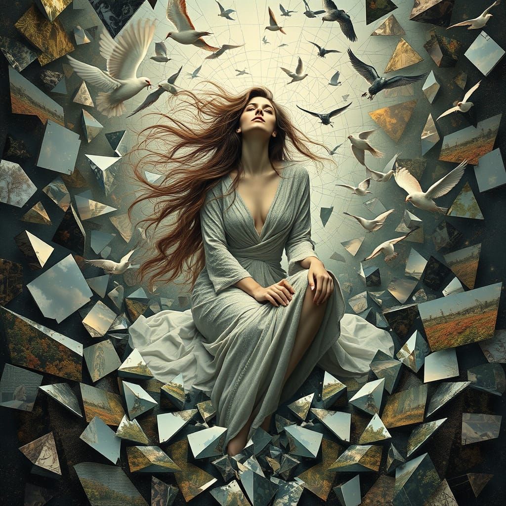 A Woman in Exquisite Attire Screams in Cosmic Space