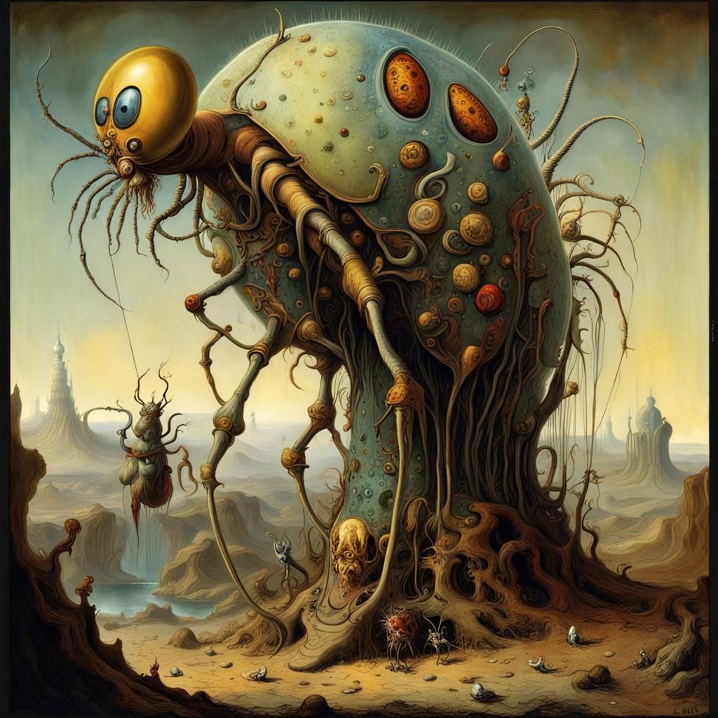 Good and Bad Head Lice in Surrealist Style