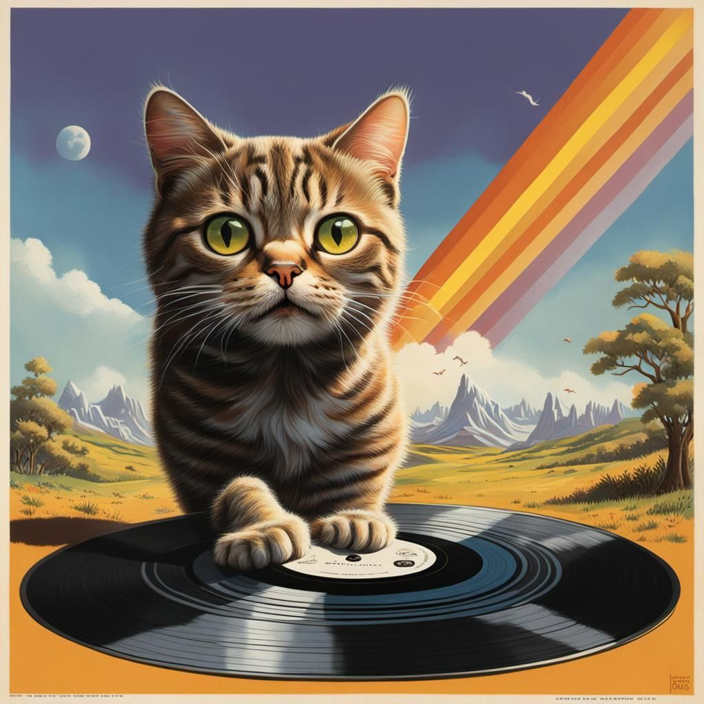 Singing Cat Record Cover in Sunlight