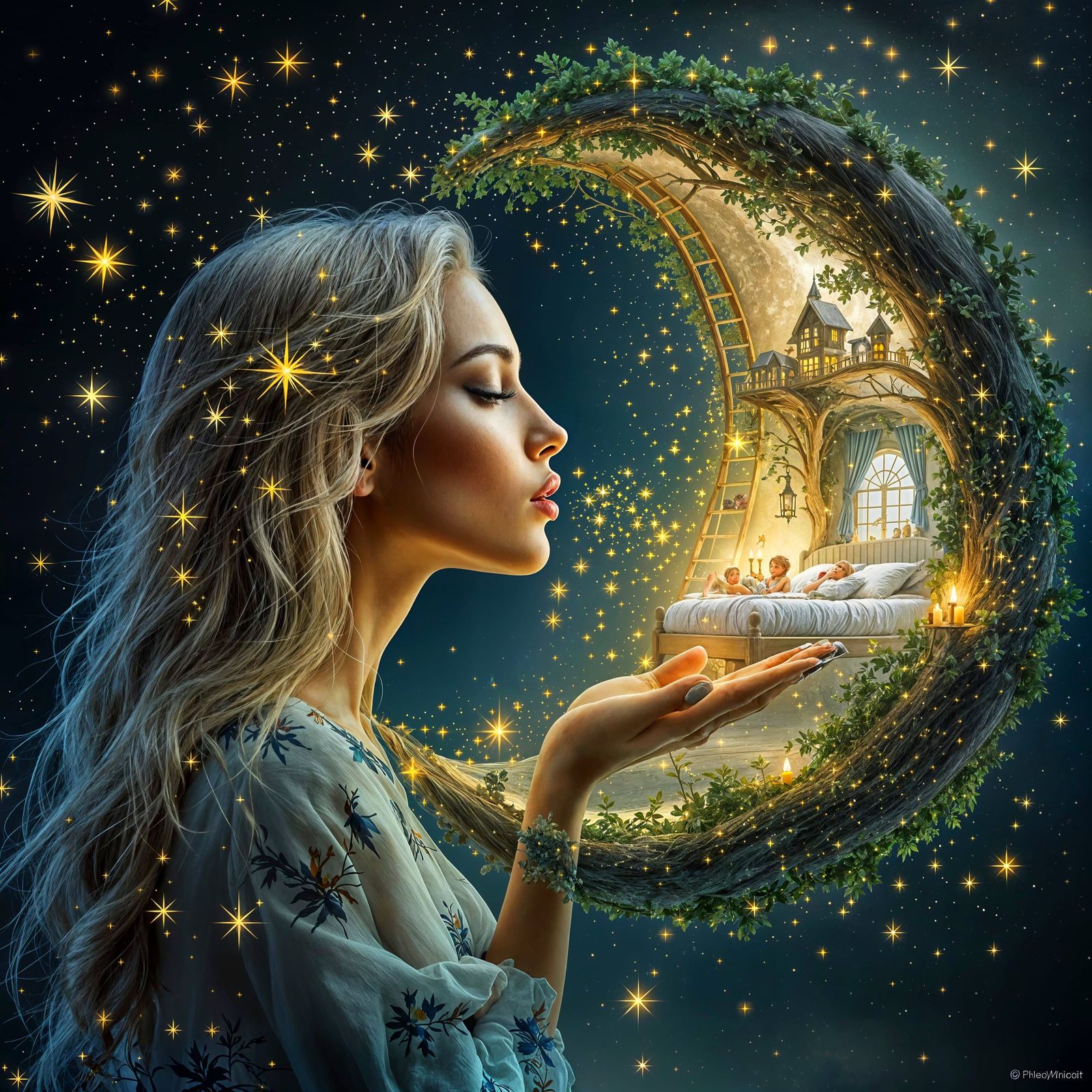 Fantasy Stardust Dreams: A Surreal Double Exposure