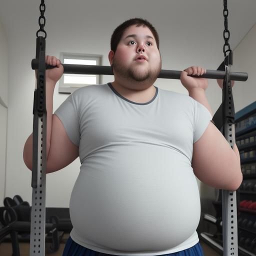 Overweight Person Attempts Pull-Up