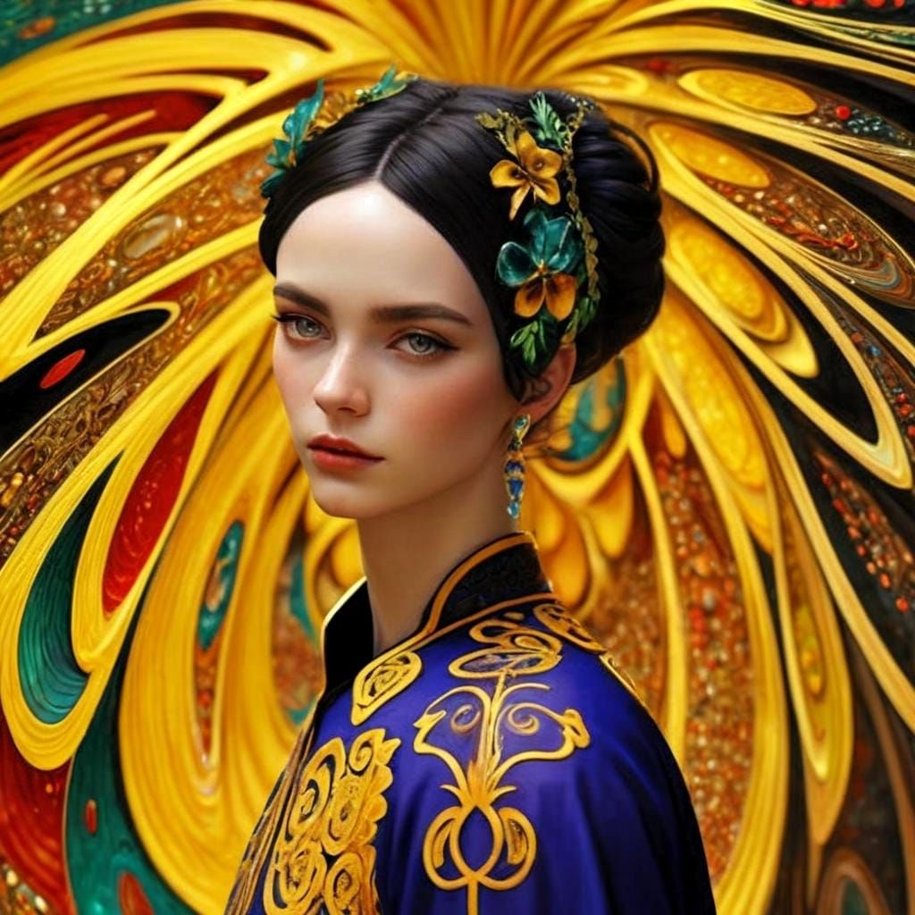 Elegant Hyperrealistic Fractal Tapestry in Celtic Mosaic Sty...