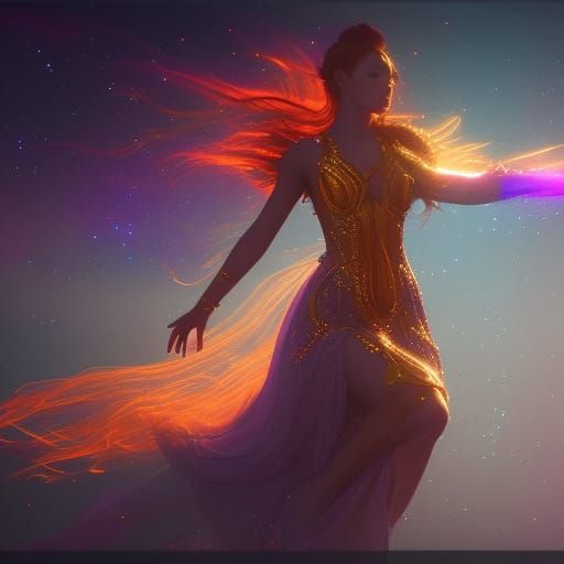 Cosmic Dancer in Detailed Matte Painting Style