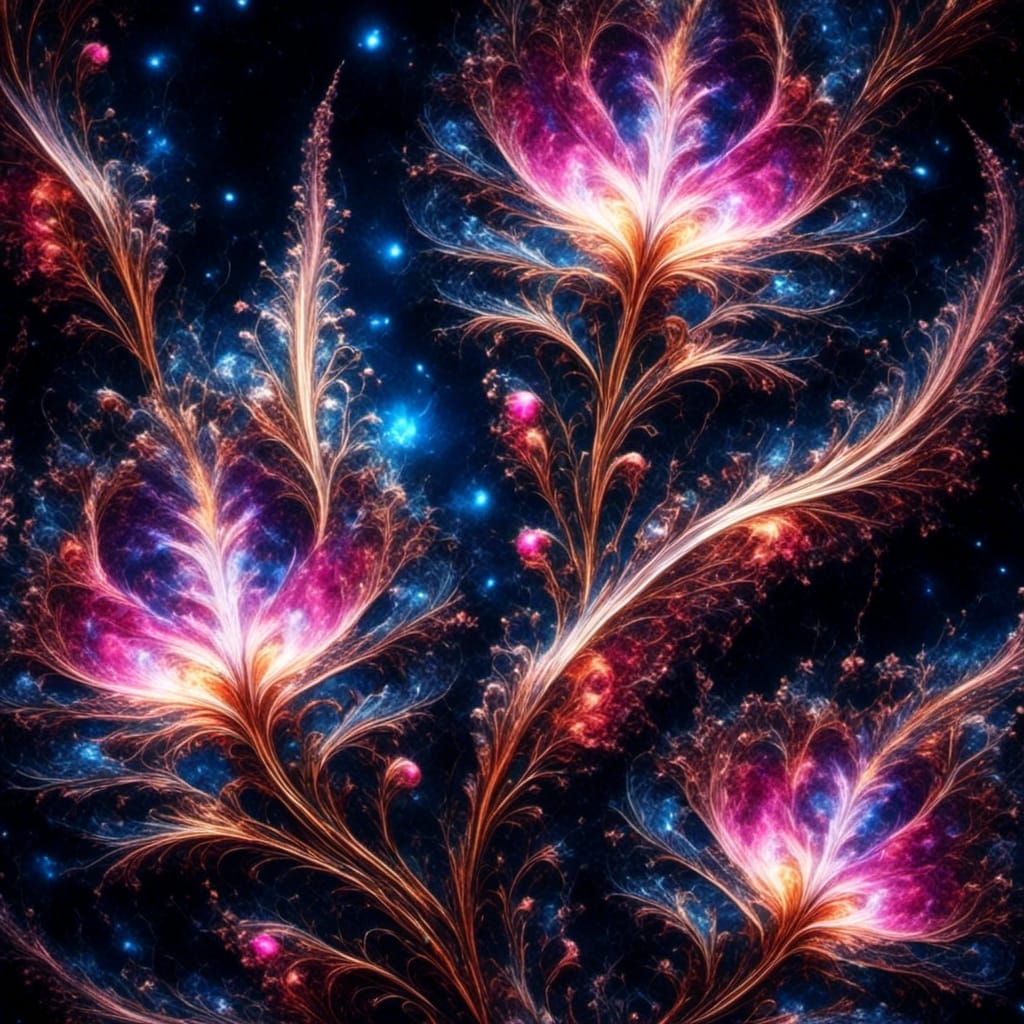 Galactic Beanstalk Flower with Magical Aura