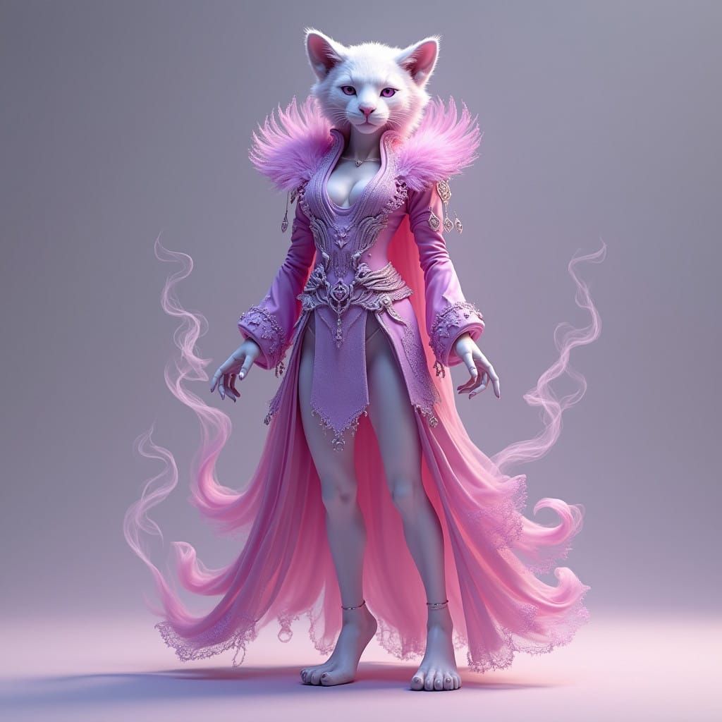 Majestic Pink Panther Goddess with Ethereal Glow