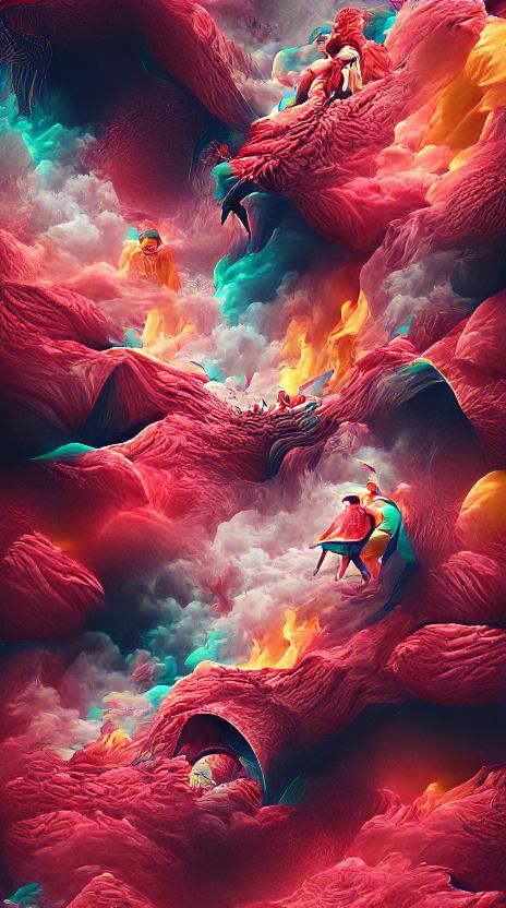 Colorful 8K Photoillustration of Dante's Inferno