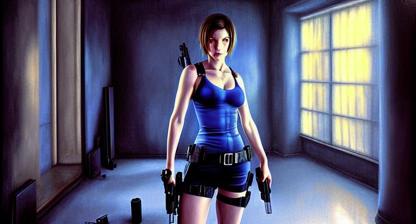 Jill Valentine Ultra-Realistic Photorealistic Painting