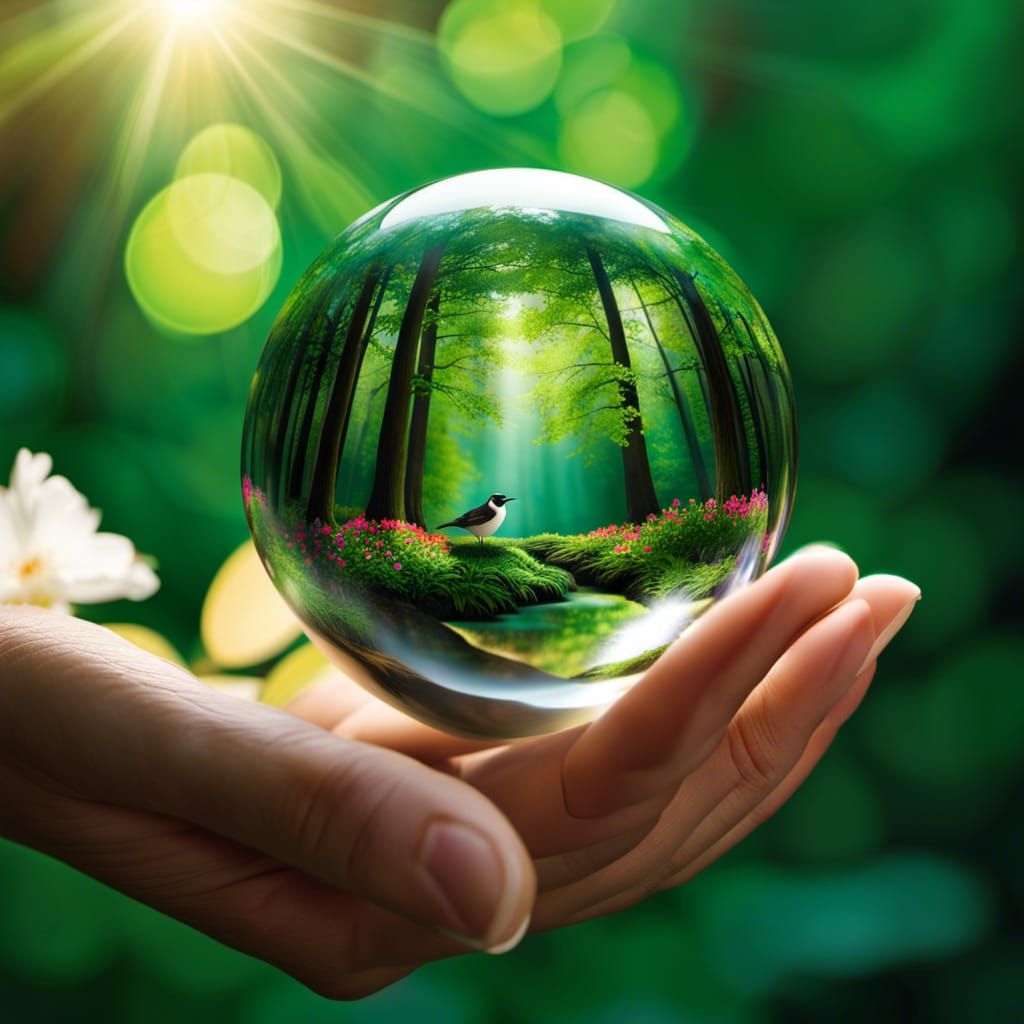 Thriving Forest Encased in Crystal Ball