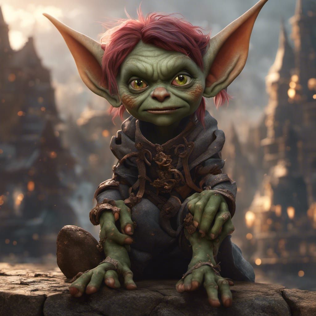 Cute Female Goblin in Stormy Fantasy Art